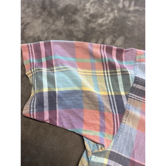 Eddie Bauer Mens Shirt Sz Small Madras Patchwork Cabincore Preppy Casual Vintage - Picture 2 of 6